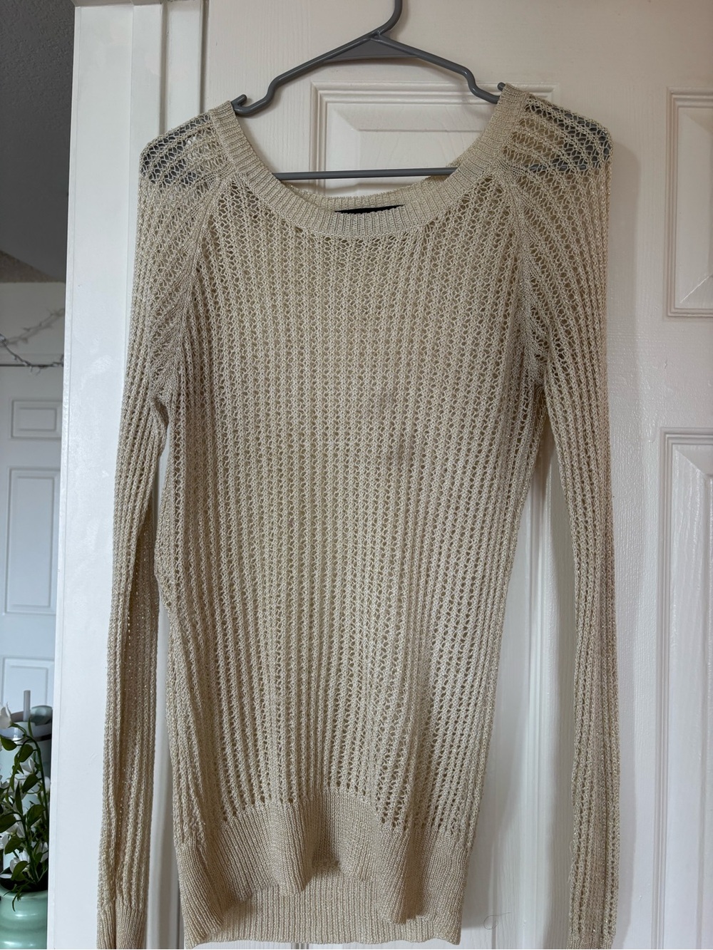 Lightweight Cream Open-Knit Women's Sweater